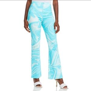 Hosbjerg Vilma Paloma Turquoise Swirl Printed Flare Pants